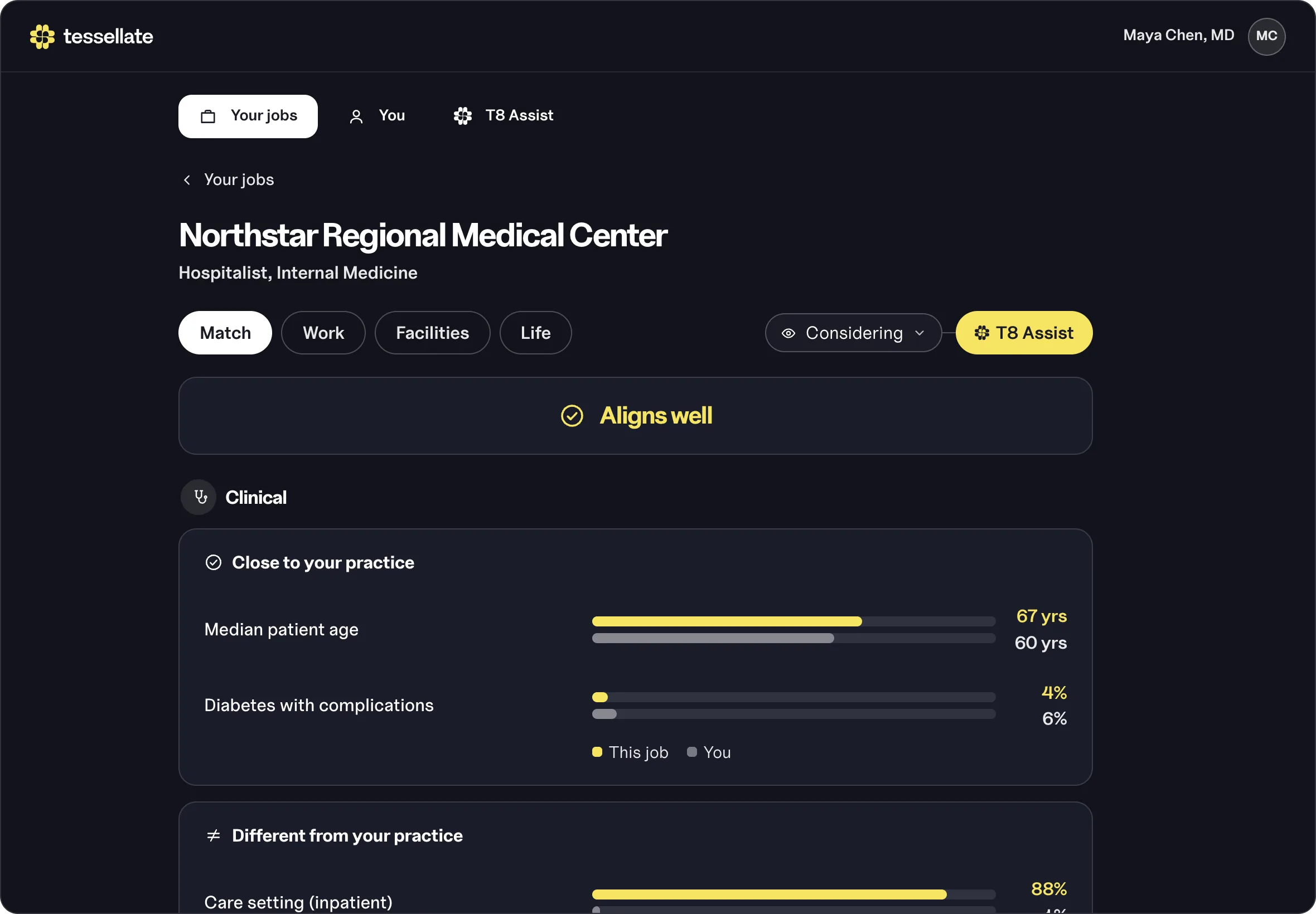 Match view: how a role aligns with your clinical practice
